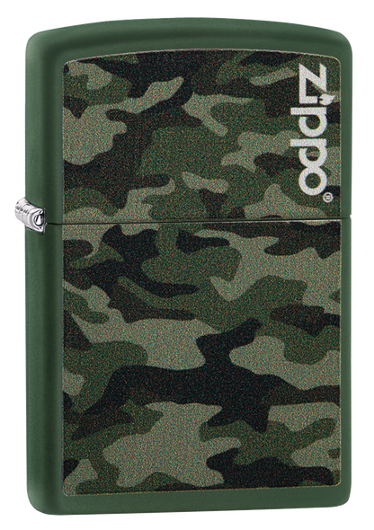 Vue de trois quarts du briquet tempête Zippo Camo and Zippo Design